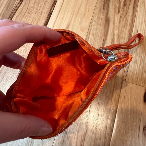 Express beaded silk taffeta pink and orange beaded clutch - Picture 3 of 5